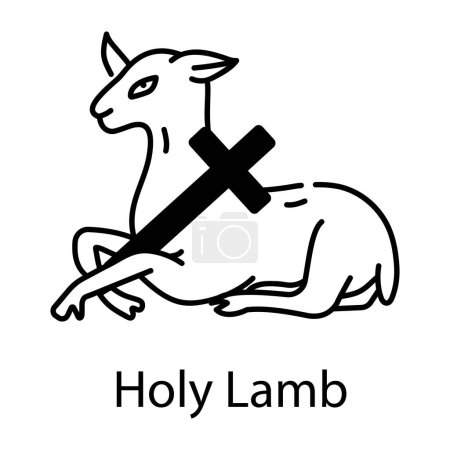 Téléchargez les illustrations : Holy lamb icon. outline illustration design - en licence libre de droit