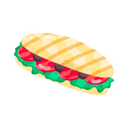 Téléchargez les illustrations : Délicieux sandwich nourriture dessin animé icône vecteur illustration conception - en licence libre de droit