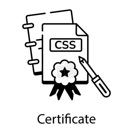 Ilustración de Certificado icono de línea de diseño web, diseño signo vectorial - Imagen libre de derechos