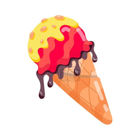Illustration for Fruit ice cream with waffle - Royalty Free Image