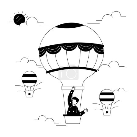 Téléchargez les illustrations : Ballons volants autour des nuages - en licence libre de droit