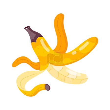 Foto de Vector ilustración de dibujos animados de un plátano sobre fondo blanco. - Imagen libre de derechos