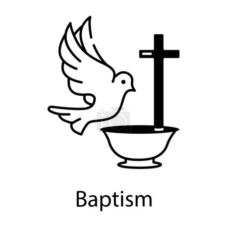Foto de Icono concepto de bautismo de ilustración vectorial con icono de paloma - Imagen libre de derechos