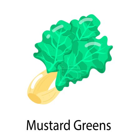 Illustration for Vector cartoon style icon of mustard greens - Royalty Free Image