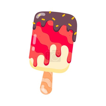 Illustration for Vector illustration of a delicious ice cream with a stick - Royalty Free Image