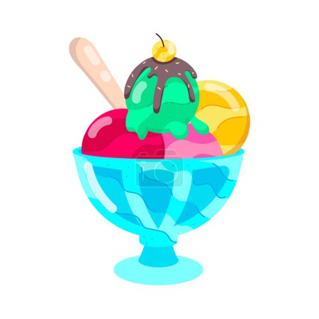 Illustration for Isolated sweet ice cream design in glass bowl - Royalty Free Image