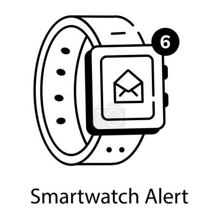 Foto de Smartwatch con icono de correo electrónico, estilo de esquema - Imagen libre de derechos