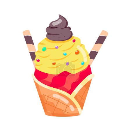 Ilustración de Helado dulce en diseño de ilustración de vectores de cono - Imagen libre de derechos