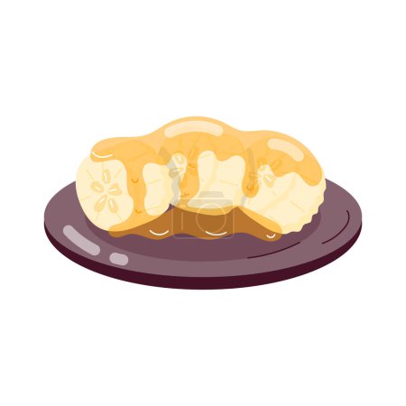 Ilustración de Icono plano de plátano delicioso con jarabe - Imagen libre de derechos