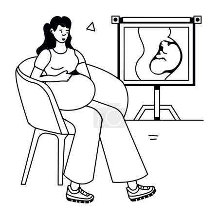 Ilustración de Mujer y niño ultrasonido diseño de dibujos animados - Imagen libre de derechos