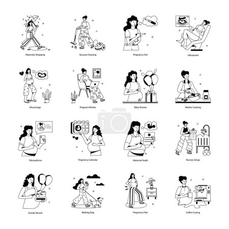 Latest of Pregnancy Routine Flat Icons