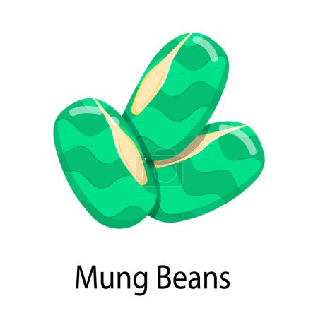 vector cartoon icon of mung beans. isolated on white background.