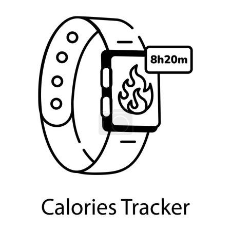 Illustration for Smartwatch tracker icon, black outline style design - Royalty Free Image