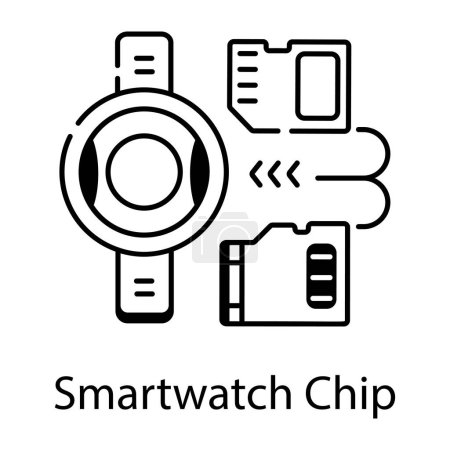 Ilustración de Echa un vistazo icono de estilo de línea de chip smartwatch - Imagen libre de derechos