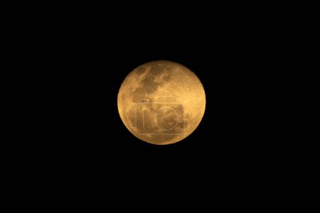 A full moon in a dark sky. yellow moon. Nature.