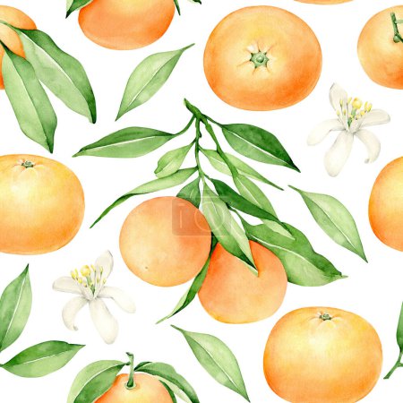 Foto de Orange fruit seamless pattern.mandarin background - Imagen libre de derechos