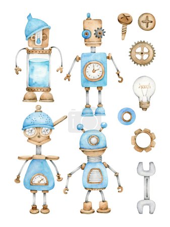 Photo for Robots set. cartoon illustration of a boy - Royalty Free Image