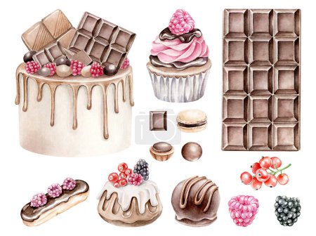 Foto de Acuarela ilustración de chocolate dulces conjunto - Imagen libre de derechos