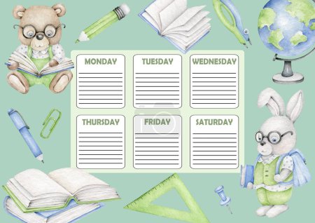 Photo for School timetable.back to school.weekly planner - Royalty Free Image