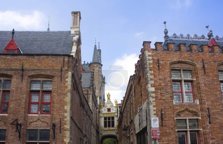 Photo for Arch of building of the Brugse Vrije (Liberty of Bruges) - Renaissance Hall on Burg Square in Brugge, Belgium - Royalty Free Image