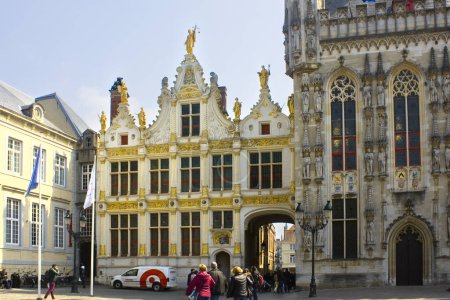 Photo for Buildings of the Brugse Vrije (Liberty of Bruges) - Renaissance Hall on Burg Square in Brugge, Belgium - Royalty Free Image