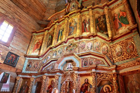 Photo for Interior of Church of the Holy Great Martyr Paraskeva or Pyatnitskaya Church in skansen Pirogovo in spring time in Kyiv, Ukraine - Royalty Free Image