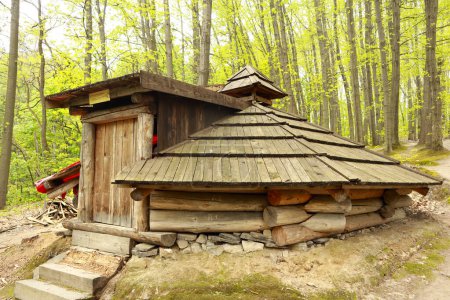 Photo for Wooden house in skansen Museum of Folk Architecture and Life "Shevchenkivskyi Grove" in Lviv, Ukraine - Royalty Free Image