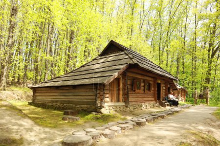 Photo for Wooden house in skansen Museum of Folk Architecture and Life "Shevchenkivskyi Grove" in Lviv, Ukraine - Royalty Free Image