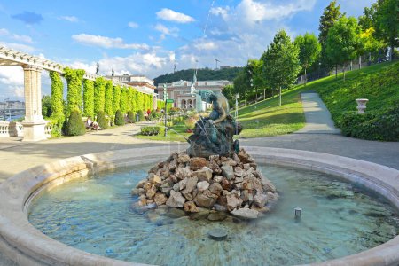 Photo for Triton Fountain in Castle (Varkert) bazaar in Budapest, Hungary - Royalty Free Image