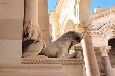 Photo for Lion sculpture of Cathedral of St. Dujma (Assumption of the Blessed Virgin Mary) in Split, Croatia - Royalty Free Image
