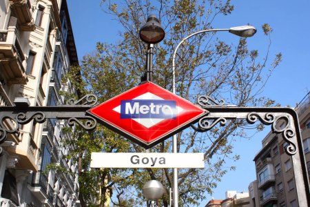 Photo for Goya Metro Station Sign in Madrid, Spain - Royalty Free Image
