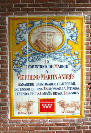 Photo for Memorial plaque in Plaza de Toros de Las Ventas in Madrid, Spain - Royalty Free Image