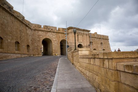 Historical Fortifications in cloudy day of Senglea, Malta