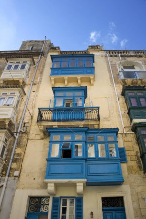 Typical vintage house in downtown in Floriana, Malta
