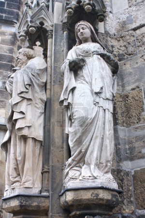 Sculptures of St. Thomas Church (or Thomaskirche) in Leipzig, Germany