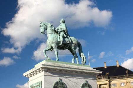 Photo for Monument to the Danish King Frederick V at Amalienborg Palace Square in Copenhagen, Denmark - Royalty Free Image