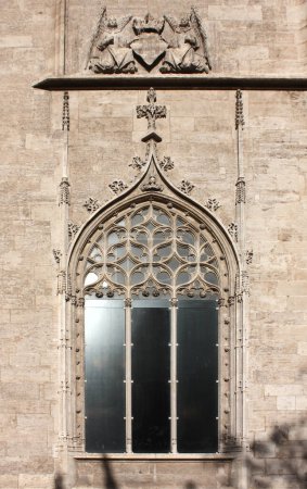 Window of Silk Exchange (or La Lonja de la Seda) in Valencia, Spain
