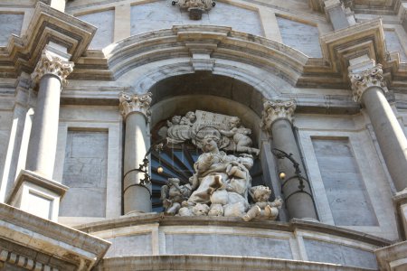 Fragment of St. Agatha Cathedral (or Duomo) at Piazza Duomo in Catania, Italy, Sicily