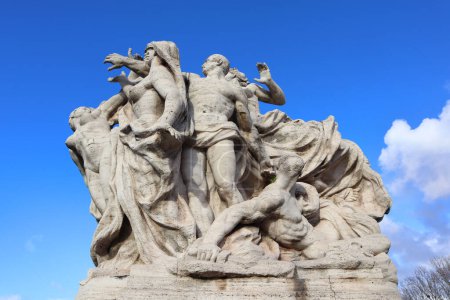  Sculpture of Victor Emanuel II Bridge in Rome, Italy