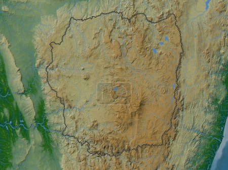 Foto de Antananarivo, provincia autónoma de Madagascar. Mapa de elevación de colores con lagos y ríos - Imagen libre de derechos