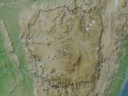 Foto de Antananarivo, provincia autónoma de Madagascar. Mapa de elevación coloreado en estilo wiki con lagos y ríos - Imagen libre de derechos