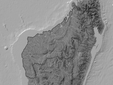 Foto de Mahajanga, provincia autónoma de Madagascar. Mapa de elevación de Bilevel con lagos y ríos - Imagen libre de derechos