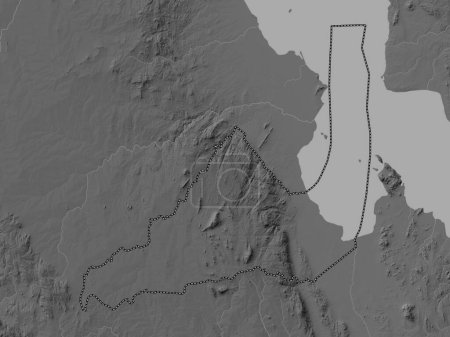 Photo for Dedza, district of Malawi. Grayscale elevation map with lakes and rivers - Royalty Free Image