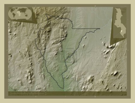Photo for Neno, district of Malawi. Elevation map colored in wiki style with lakes and rivers. Corner auxiliary location maps - Royalty Free Image