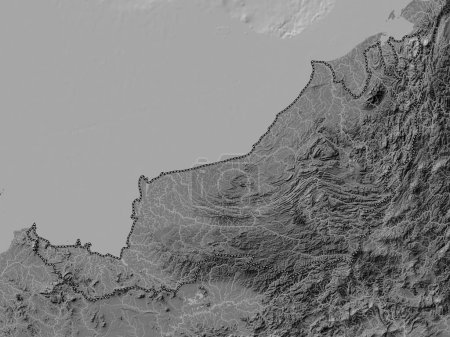 Photo for Sarawak, state of Malaysia. Bilevel elevation map with lakes and rivers - Royalty Free Image