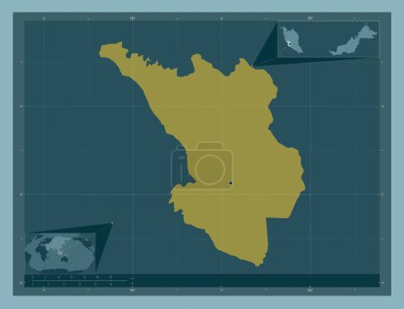 Photo for Selangor, state of Malaysia. Solid color shape. Corner auxiliary location maps - Royalty Free Image