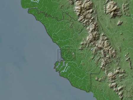 Photo for Selangor, state of Malaysia. Elevation map colored in wiki style with lakes and rivers - Royalty Free Image