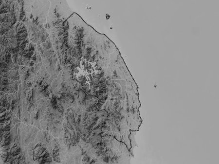 Téléchargez les photos : Trengganu, État de Malaisie. Carte d'altitude en niveaux de gris avec lacs et rivières - en image libre de droit