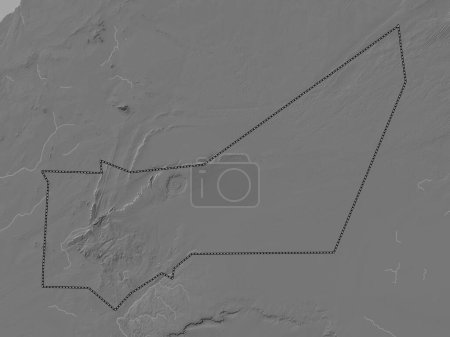 Foto de Adrar, región de Mauritania. Mapa de elevación de Bilevel con lagos y ríos - Imagen libre de derechos
