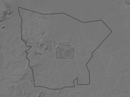 Téléchargez les photos : Hodh el Gharbi, région de Mauritanie. Carte d'altitude de Bilevel avec lacs et rivières - en image libre de droit